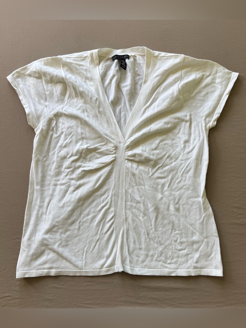 Y2K Era Apostrophe Ruched Chest V-Neck Knit Top